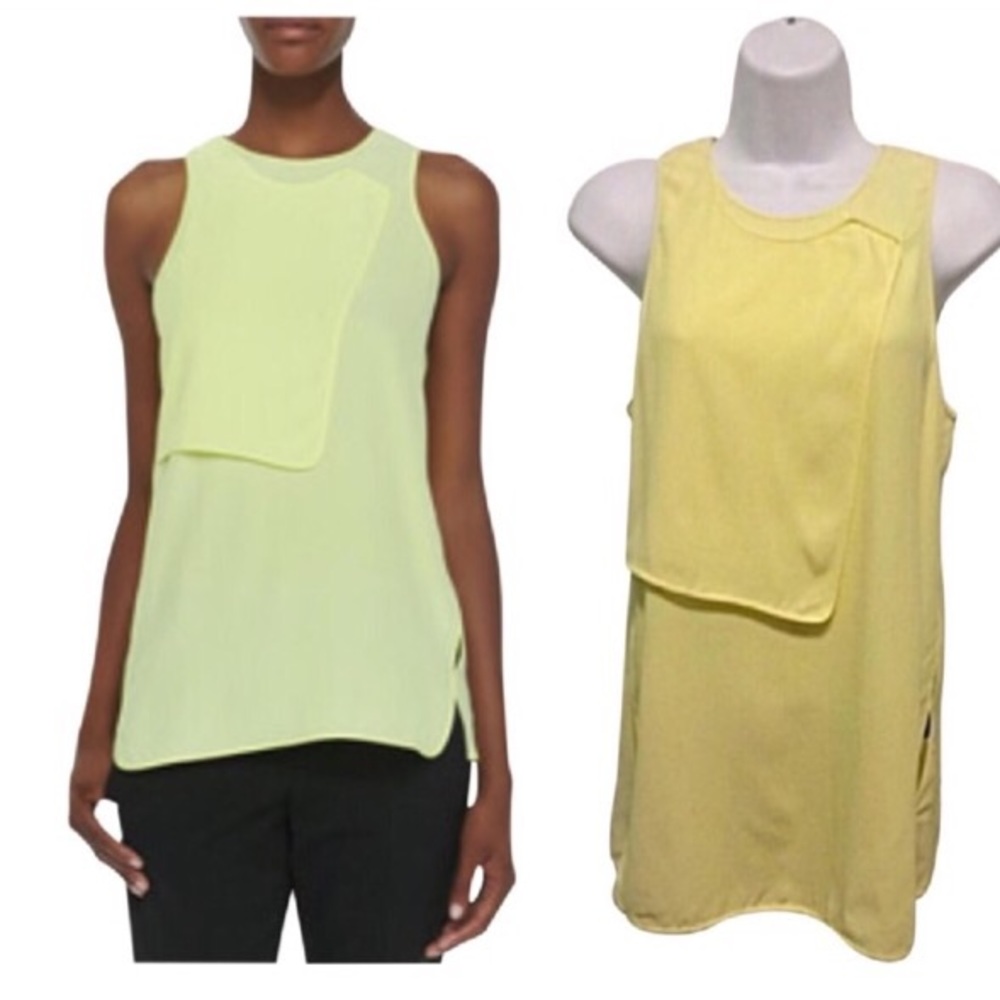 Alexander Wang Georgette Soft Yellow Layered Top
